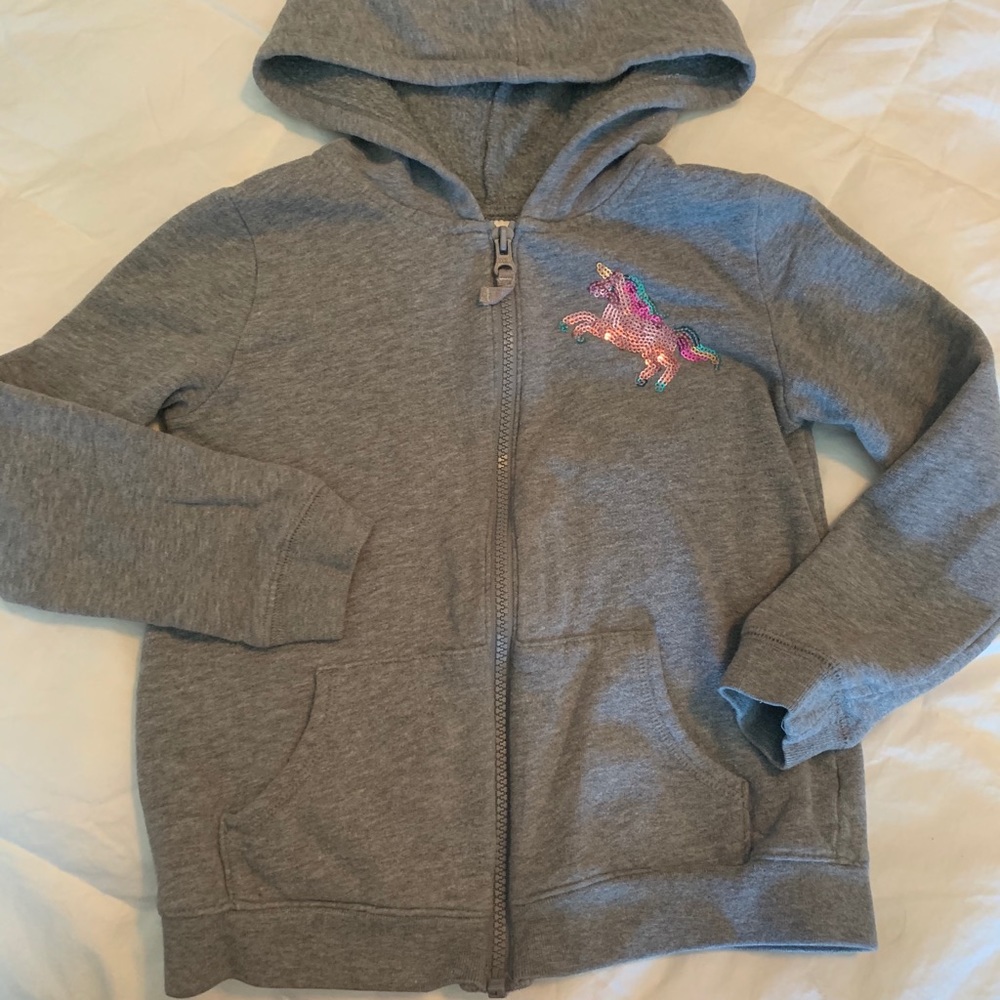 Zip up light jacket with sparkle unicorn